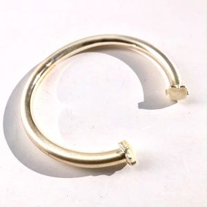 🦋 cuff bracelet open bangle brushed champagne w/ cream faceted shimmery jewels